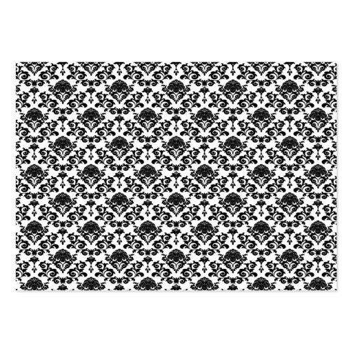 Damask White And Black Formal Seating Place Card Business Card Templates (back side)