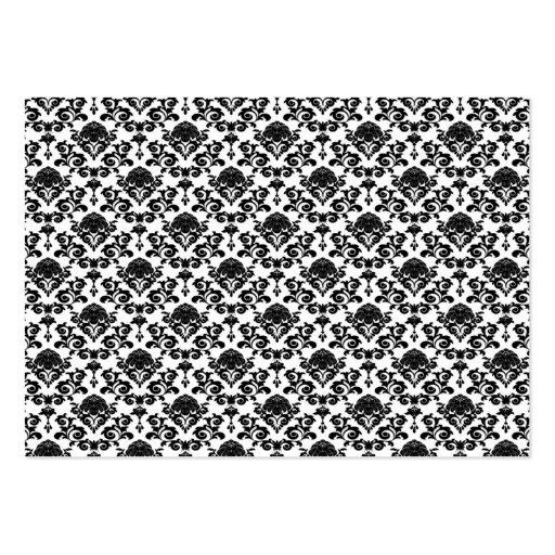 Damask White And Black Response Card Business Cards (back side)