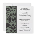 damask white; bachelorette invite