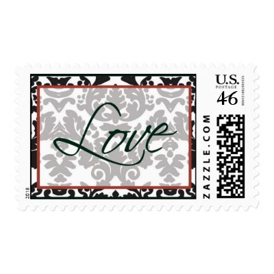 Damask White/Black/Red Love Stamp