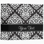 Damask White on Black 3 Ring Binder