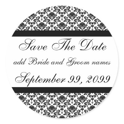 Damask White Save The Date Reminders Sticker