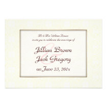Damask White WEDDING invitation invitations