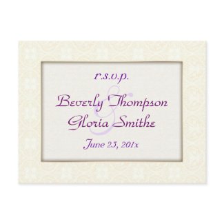 Damask White Wedding RSVP Post Cards
