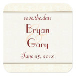 Damask White WEDDING Save-the-Date stickers