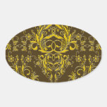 Damask Wildflowers, Embossed Metal in Brown & Gold stickers