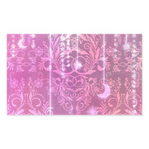 Damask Wildflowers, Madam Valeska in Pink Rectangular Sticker