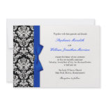Damask With Blue Bow Wedding Invitation
