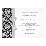 Damask With Gray Silver Bow Wedding Invitation
