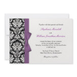 Damask With Purple Bow Wedding Invitation