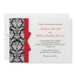 Damask With Red Bow Wedding Invitation