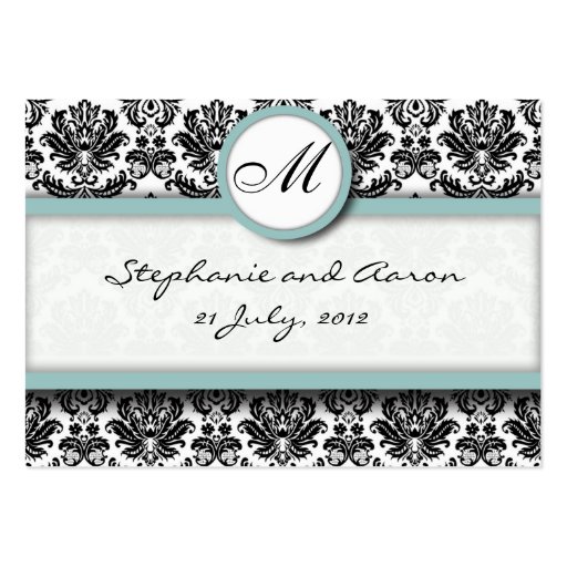 Damask With Tiffany Wedding Website Business Card (front side)