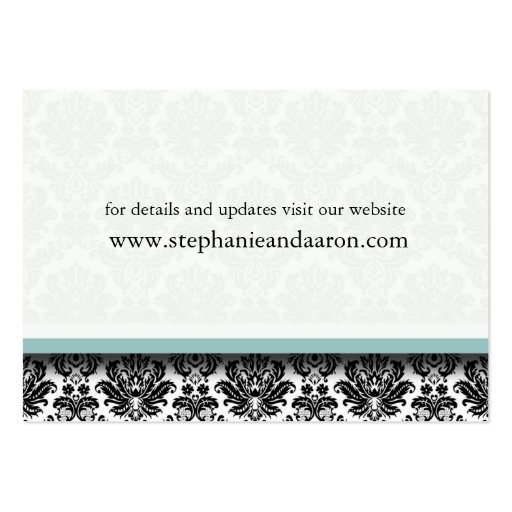 Damask With Tiffany Wedding Website Business Card (back side)
