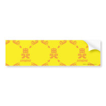 Damask Yellow-Orange bumper stickers