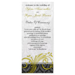 damask yellow Wedding program Customized Rack Card
