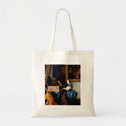 Dame on spinet by Johannes Vermeer Bag