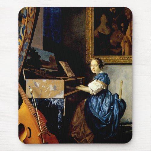 Dame on spinet by Johannes Vermeer Mouse Pad