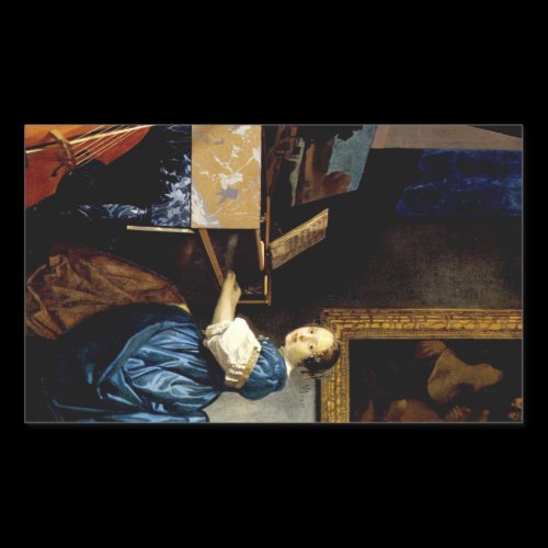 Dame on spinet by Johannes Vermeer Rectangular Sticker