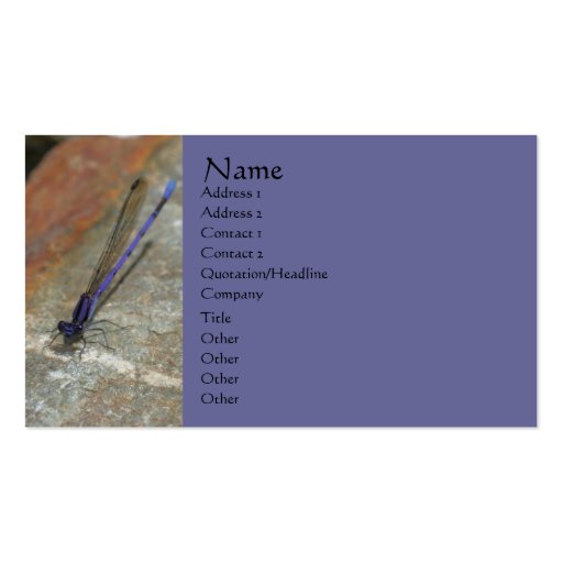 Damselfly Nature Photography Business Card (front side)