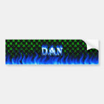Dan blue fire and flames bumper sticker design