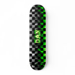 Dan skateboard green fire and flames design.