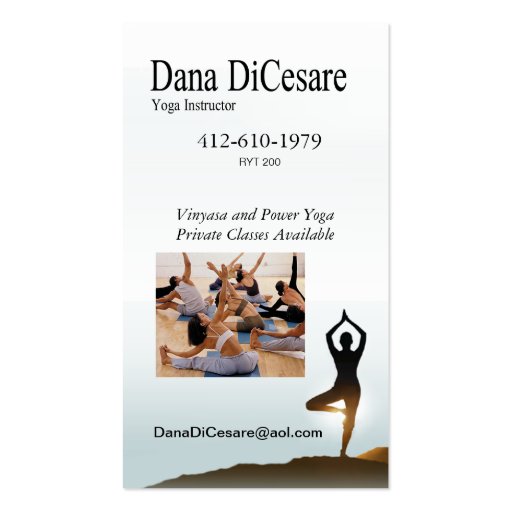 Dana's Vinyasa & Power Yoga Instructor Business Card (back side)