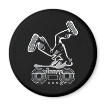 dance, hiphop, music, black, illustration, club, dancer, pop, graffiti, graphic, art, cool, vintage, street, dancing, breakdance, hip-hop, rap, Magnet with custom graphic design