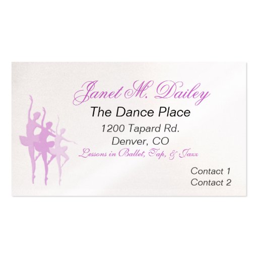 Dance Business Card (front side)