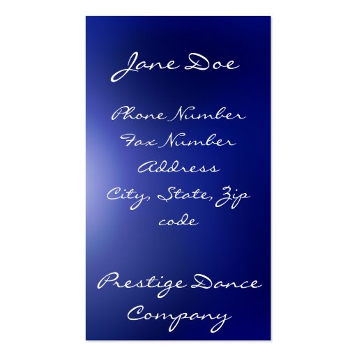 dance business card templates (back side)
