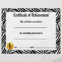 Dance Certificate of Achievement -Zebra Lyrical Flyers