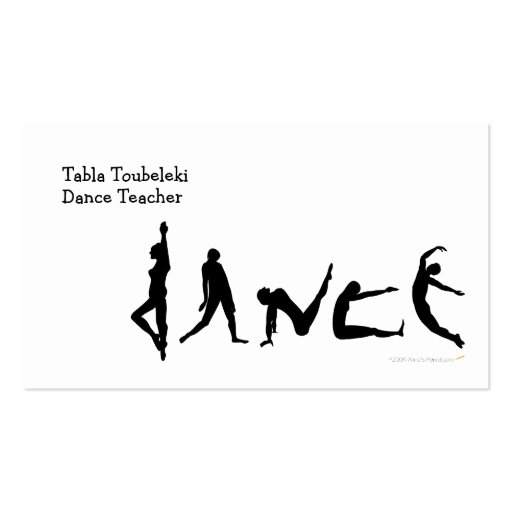 Dance Dancing Silhouette Design Business Card (front side)