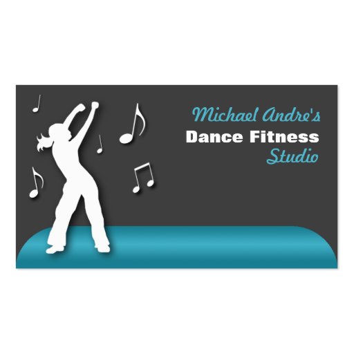 Dance Fitness Blue Business Cards (front side)