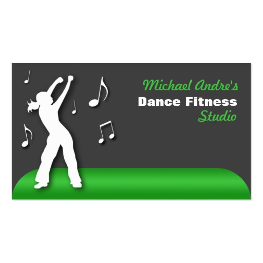 Dance Fitness Green Business Cards (front side)