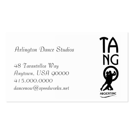 Dance Instructor business card (front side)