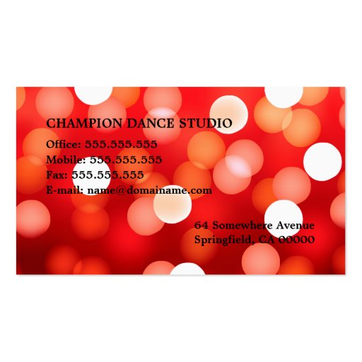 Dance Instructor Business Card Template (back side)