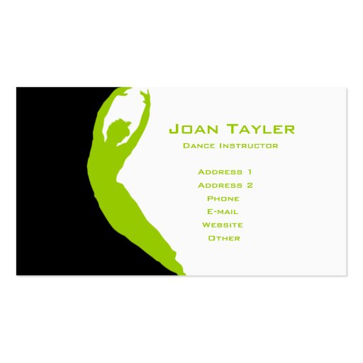 Dance Instructor Business Card Template (front side)