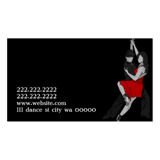 Dance Instructor Studio Lessons Business Card (back side)
