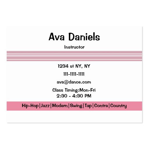 Dance moves  Business card (back side)