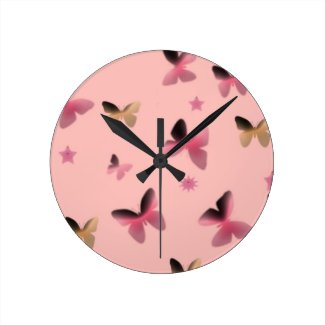 Dance of Butterflies in Pink Wall Clock