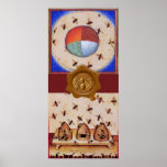 DANCE OF THE HONEY BEES  WITH 4 ELEMENTS,Wax Seal Print