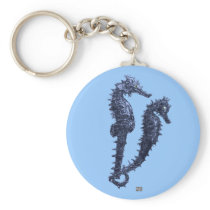 Dance Of The Seahorses (Blue) Keychains