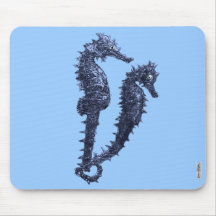 Dance Of The Seahorses (Blue) Mouse Pads