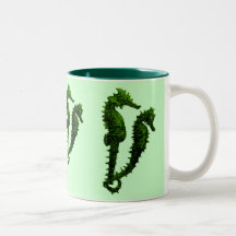 Dance Of The Seahorses (Green) Mugs
