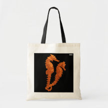 Dance Of The Seahorses (Orange) Canvas Bags