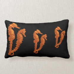Dance Of The Seahorses (Orange) Throw Pillow