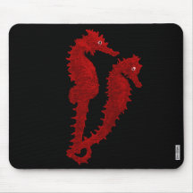 Dance Of The Seahorses (Red) Mouse Pad