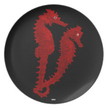 Dance Of The Seahorses (Red) Party Plates