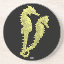 Dance Of The Seahorses (Yellow) Drink Coasters