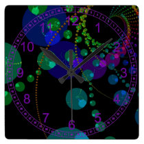 Dance of the Spheres II – Abstract Cosmic Indigo wall clocks