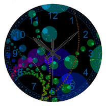 Dance of the Spheres II – Abstract Cosmic Teal wall clocks
